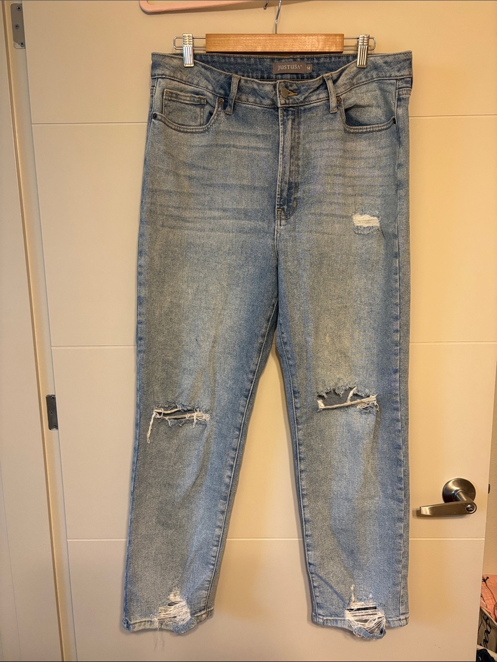 Just USA Light Blue Distressed Boyfriend Jeans